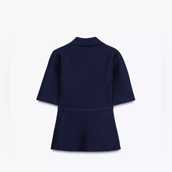 🔥🔥zara Navy Blue Women's Top with Gold Accent - Picture 6 of 6